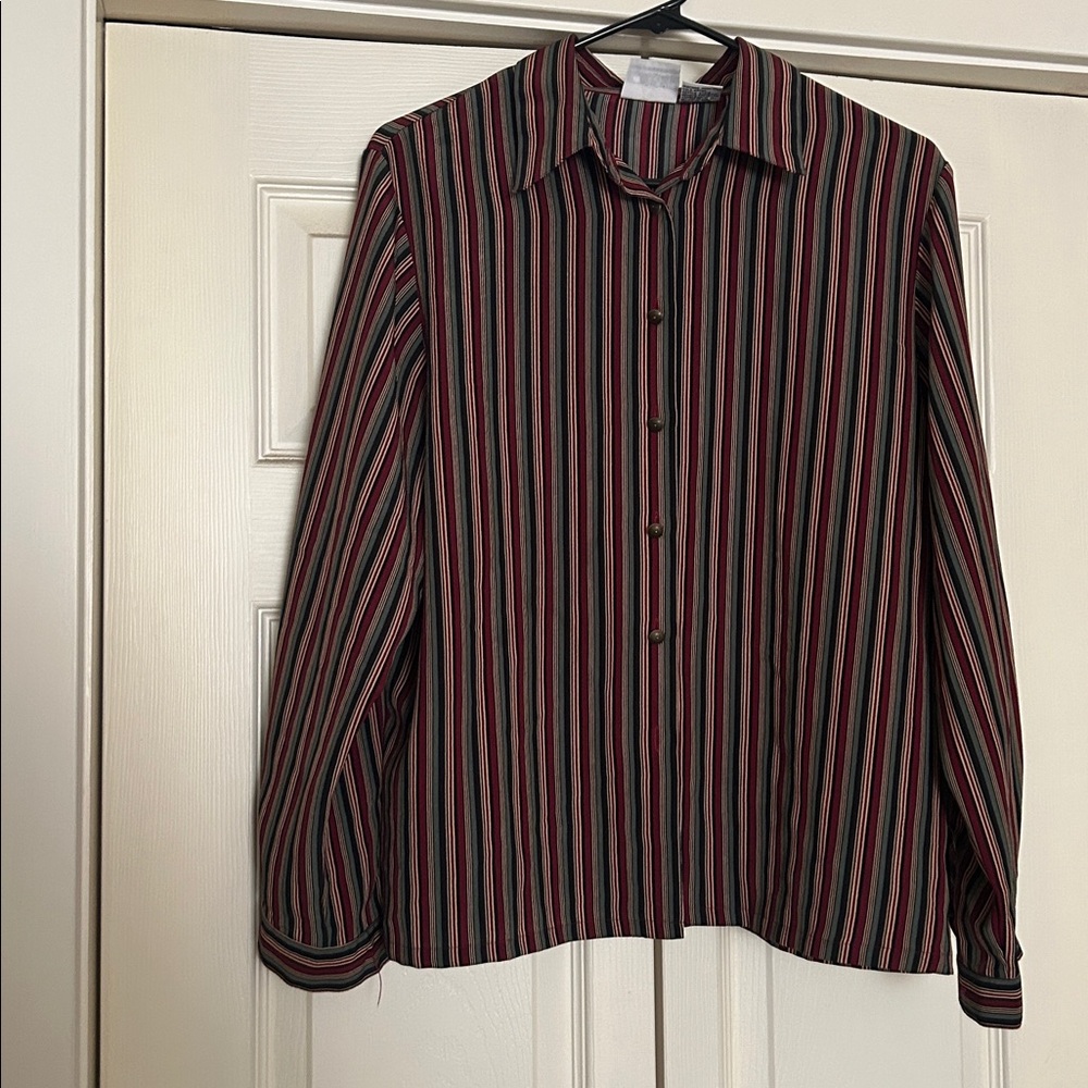 Medium 70s striped Blouse | Vintage Boho Blouse | Long Sleeve Blouse